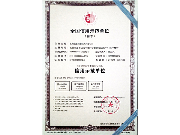 全國(guó)信用示范單位